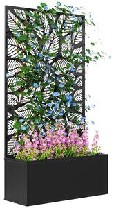 Fioriera Rettangolare con Traliccio Decorativo per Piante Rampicanti 61x23x113 cm da Terra e Parete Nero
