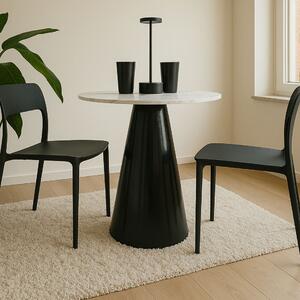 TAVOLO RING PIETRA EFFETTO MARMO BASE NERA