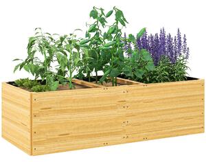 Fioriera Rettangolare 140x60x40 cm Divisa in 3 Aree con Strato in Tessuto non Tessuto in Legno di Abete