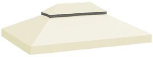 Copertura per Gazebo da Giardino 400x 300 cm a 2 Livelli in Tessuto Oxford 600D con Fori di Drenaggio Bianco Crema