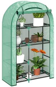 Serra a Parete a 4 Livelli 100x45x160 cm con Porta a Cerniera in Acciaio e PE Verde