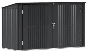 Copribidoni per 3 Cassonetti da 240L 233x105x118,5-133 cm con 2 Porte e Coperchio Grigio Scuro