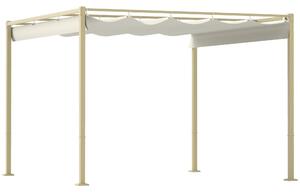 Gazebo da Giardino Pergola 298x297x221 cm con Tettuccio Retrattile Viti e 8 Picchetti in Poliestere 180g e Metallo Cachi