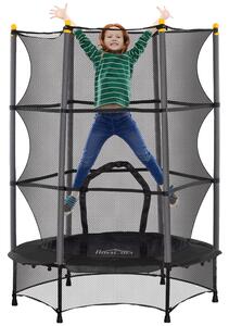 Tappeto Elastico per Bambini Ø140 x 190 cm con Rete di Sicurezza e Pali Imbottiti Età 3-10 Anni Nero