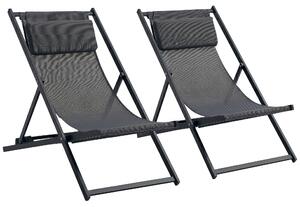 Outsunny Set 2 Sedie Poltrona Sdraio da Esterni, Pieghevoli e Reclinabili, in Alluminio, Grigio, 96.5 x 58 x 91.5cm|Aosom