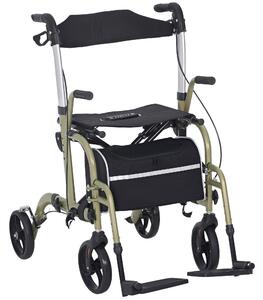 Deambulatore per Anziani e Disabili 59x104x88-101 cm Pieghevole con Poggiapiedi Giallo e Verde
