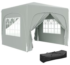Gazebo da Giardino Pop-Up 300x300x273 cm Pieghevole con Altezza Regolabile e Protezione UPF50+ Grigio Chiaro