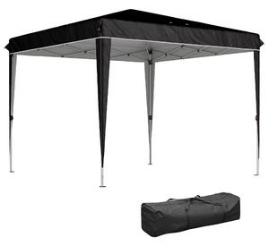 Gazebo da Giardino 300x300x273 cm per 6-9 Persone ad Altezza Regolabile in Metallo e Tessuto Oxford Nero