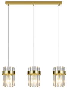 Lampada a sospensione VETRO dorata 3xE14x10W in vetro, dimensioni: 150x60x14 cm, IP20, Light Prestige