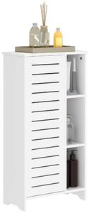 Mobile Bagno con Armadietto Chiuso 48x24x96,5 cm a 3 Livelli e 3 Ripiani Aperti in Legno Bianco