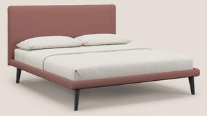 Noel letto minimal scandinavo con piedi in mogano e tessuto fiammato i