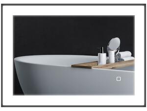 Specchio da Bagno 70x3x50 cm Illuminato a LED 3 Tonalità Cornice in Alluminio Nero