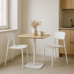 TAVOLO BARRY, STRUTTURA IN METALLO BIANCO,PIANO LEGNO