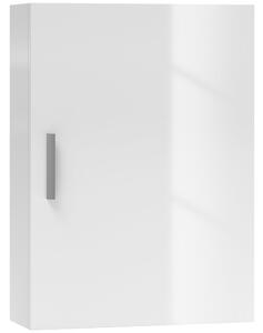 Armadietto Bagno da Parete 40x15x55 cm con 3 Ripiani Regolabili in Vetro in Legno Bianco