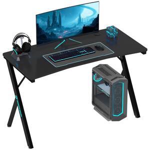 Scrivania Gaming 120x60x75 cm con Luci LED RGB Gambe a K in Legno e Acciaio Nero