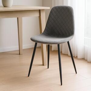 SEDIA NEW LENA IN VELLUTO GRIGIO, GAMBE NERE