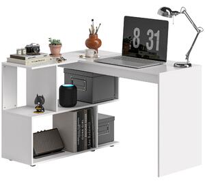 Scrivania Angolare Moderna per Ufficio 120x100x77 cm in Legno Bianco