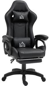 Sedia da Gaming 65x68x120-128 cm Reclinabile a 125° Poggiapiedi Retrattile Nero