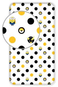 Minions 2 L'ascesa di Gru, banana, a pois, occhi di Minion, lenzuolo matrimoniale per letto singolo 90x200 cm + 25 cm, 100% cotone