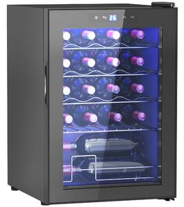 Cantinetta Vino Refrigerata per 20 Bottiglie Capacità 53L Porta in Vetro Anti-UV Nero