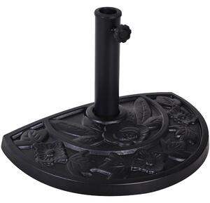 Base per Ombrellone a Mezzaluna 50x31x32 cm per Pali da Ø3,8 e Ø4,8 cm in Resina Nero