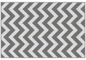 Tappeto da Esterno Reversibile 121x182 cm con Fantasia Geometrica Grigio e Bianco
