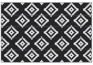 Tappeto da Esterno Reversibile 182x274 cm con Fantasia Geometrica Nero e Bianco