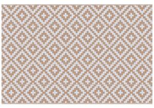 Tappeto da Esterno Reversibile 182x274 cm con Fantasia Geometrica Caffè e Bianco