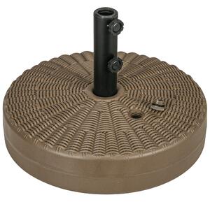Base per Ombrellone Rotonda Ø51x36 cm con 2 Manopole Incorporate in HDPE e Acciaio Marrone e Nero