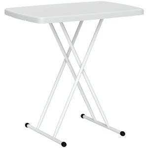 Tavolino da Giardino Pieghevole 76x50x74 cm con Altezza Regolabile in Metallo e HDPE Bianco