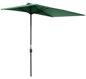 Ombrellone da Parete Mezzaluna Salvaspazio 230x130x245 cm Apertura a Manovella Verde