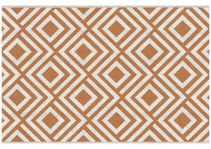 Tappeto da Esterno Reversibile 182x274 cm con Fantasia Geometrica Marrone e Bianco