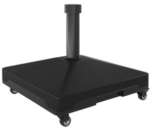 Base per Ombrellone Riempibile a Rotelle 45x45x40 cm in HDPE e Acciaio Nero