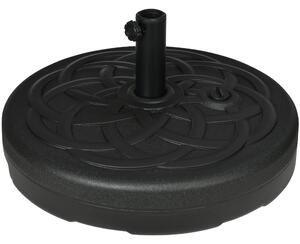 Base per Ombrellone Rotonda Ø56 cm per Pali da Ø3,8 e Ø4,8 mm Riempibile con Acqua e Sabbia in Plastica Nero