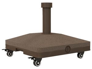 Base per Ombrellone Riempibile 45x45x39 cm fino a 20 kg per Pali da Ø2,2-3,8 cm con Ruote Marrone