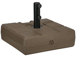 Base per Ombrellone 49x49x36,5 cm Riempibile con Maniglia in HDPE e Acciaio Marrone