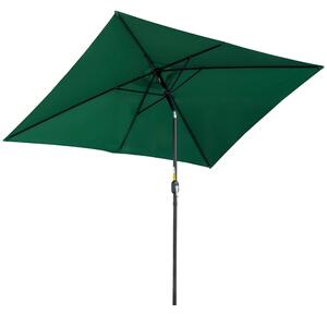 Ombrellone Rettangolare 2x3 m Pieghevole e Regolabile in Alluminio e Poliestere Verde e Nero