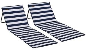 Set 2 Sdraio da Spiaggia 142x51x40 cm Pieghevoli e Regolabili in Acciaio e Poliestere Multicolore