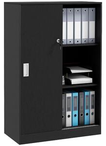 Armadietto da Ufficio 80x40x120 cm Ante Scorrevoli con 2 Chiavi di Sicurezza Nero