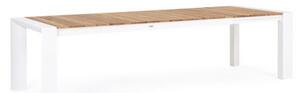 Tavolo Da Esterno In Alluminio Piano In Teak Allungabile 100x228/294 Cm Cameron Bianco Bizzotto - Bizzotto