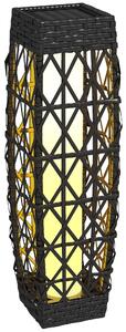 Lampada Solare da Giardino 20x20x68 cm con Illuminazione LED in Acciaio e Rattan PE Grigio