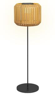 Lampada Solare da Giardino Ø34x130 cm con Illuminazione LED in Acciaio e Rattan PE Giallo
