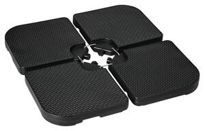 Base per Ombrellone 99,7x99,7x8,3 cm set 4 Pezzi Impilabili in HDPE Nero