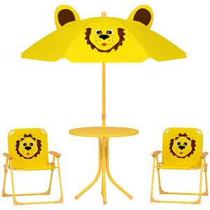 Set da Giardino per Bambini 2-5 Anni con Tavolino 2 Sedie e un Ombrellone Giallo