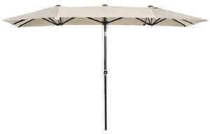 Ombrellone Doppio 150x295x170-214 cm Inclinabile e Regolabile in Poliestere e Metallo Crema