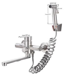 Miscelatore da cucina – Miscelatore da cucina a parete – Acciaio inossidabile 304 – Acqua calda e fredda – Doccetta estraibile – Bocchetta girevole a 360° – Finitura in nichel spazzolato