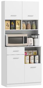 Mobile Dispensa da Cucina 80x35x180 cm 4 Armadietti 3 Ripiani e 1 Cassetto in Legno Bianco