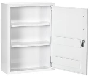 Armadietto Medicinali a Parete 40x15x53,5 cm con 2 Chiavi in Acciaio Bianco