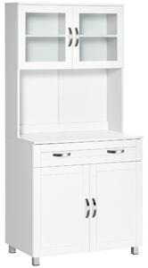 Mobile Dispensa da Cucina 80x48x170 cm con Ante in Vetro Bianco