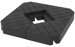 Set 4 Mattonelle Base per Ombrellone Riempibili con Acqua o Sabbia fino a 80 kg Nero